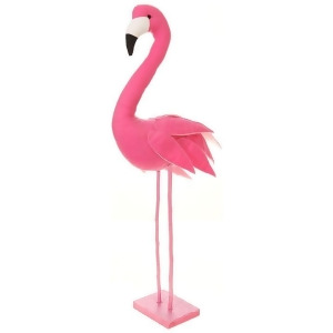 24 Soft and Plush Tropical Pink Flamingo Figure on Wooden Base - All