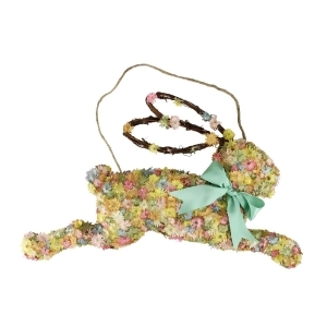 18.5 Multi-Colored Running Flowered Bunny Rabbit Spring Door Hanger - All
