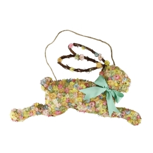 18.5 Multi-Colored Running Flowered Bunny Rabbit Spring Door Hanger - All