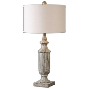 31 Aged Dark Pecan Stained Table Lamp with Off-White Paint Drips - All