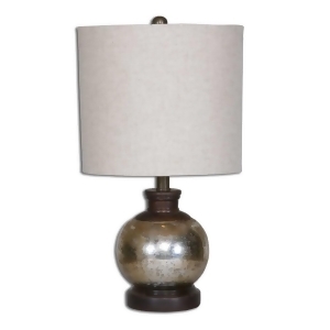 15 Heavily Antiqued Mercury Glass Table Lamp with Mango Wood Details - All