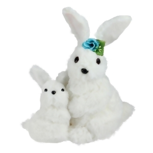 10 White Plush Standing Mother and Baby Easter Bunny Rabbit Spring Figure - All