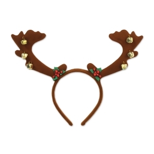 Pack of 12 Reindeer Antler with Bells Christmas Bopper Headbands Costume Accessories - All