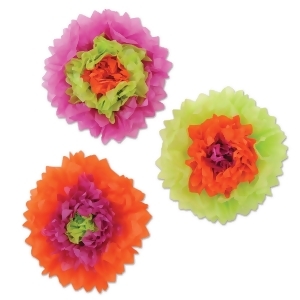 Club Pack of 36 Decorative Colorful Mardi Gras Tissue Flowers Decorations 10 - All
