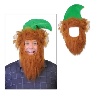 Pack of 12 Green Hats with Fuzzy Beard Christmas Elf Costume Accessories - All