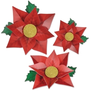 Pack of 36 Printed Red Poinsettia Christmas Cutouts Decorations 12.5 14.25 17 - All