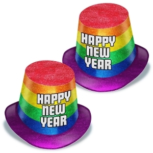Club Pack of 25 Multi-colored Happy New Years Party Favor Hats - All