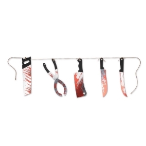 Club Pack of 12 Halloween Decorative Bloody Stained Knives String Banners 6 - All