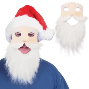 Pack of 12 Fuzzy Bearded Face with Red Hat Christmas Santa Masks - All