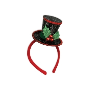 Pack of 12 Sequined Caroler's Top Hat Headband Christmas Costume Accessories - All
