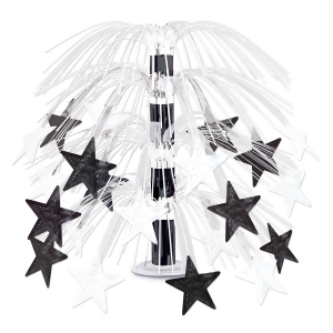 Club Pack of 6 Solid Glistening Black and White Star Cascading Party Centerpiece Decorations 18 - All