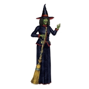 Club Pack of 12 Halloween Black and Red Jointed Witch with Broom 6.2 - All