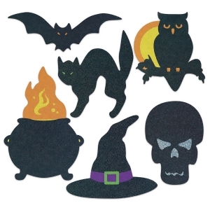 Club Pack of 72 Assorted Double Sided Silhouette Glitter Halloween Cutouts 8.75 12.5 - All