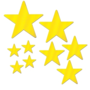 Club Pack of 108 Decorative Gold Assorted Packaged Foil Star Cutouts 15 - All