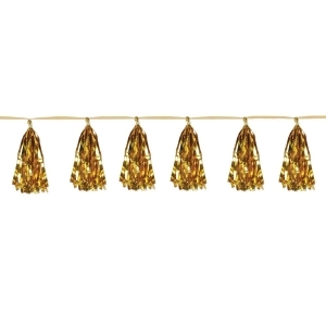 Club Pack of 12 Decorative Holiday Gold Metallic Tassel Garland 8 - All