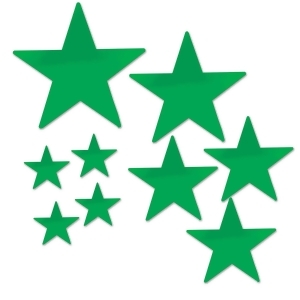 Club Pack of 108 Decorative Green Assorted Packaged Foil Star Cutouts 15 - All