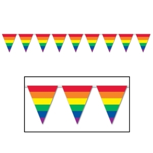 Club Pack of 12 Decorative Bright Summer Rainbow Pennant Banner 27 - All