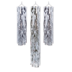 Club Pack of 18 Decorative Flame Resistant Hanging Mini Gleam N Silver Columns 4 - All