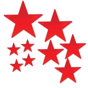 Club Pack of 108 Decorative Red Assorted Packaged Foil Star Cutouts 15 - All
