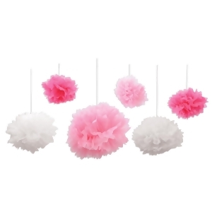 Club Pack of 36 Baby Pink and White Decorative Pom Pom Tissue Fluff Balls 16 - All
