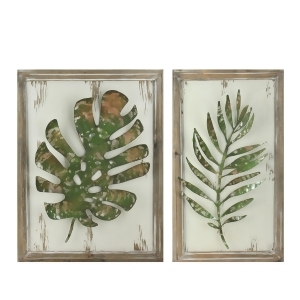 Set of 2 Rustic and Distressed Forest Green Leaf Framed Wall Plaques 19 - All