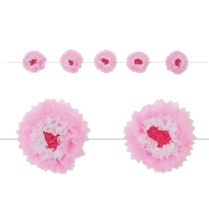 Pack of 6 Ombre Baby Pink Decorative Pom Pom Tissue Fluff Garland 8 - All