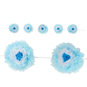 Pack of 6 Ombre Baby Blue Decorative Pom Pom Tissue Fluff Garland 8 - All