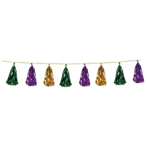 Club Pack of 12 Decorative Holiday Gold Green and Purple Metallic Tassel Garland 8 - All