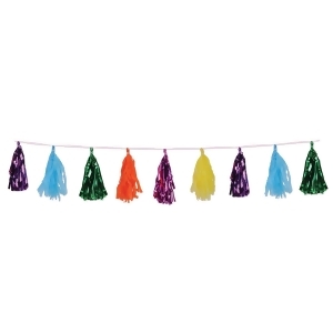 Club Pack of 12 Decorative Multi Colored Metallic and Tissue Tassel Garland 8 - All