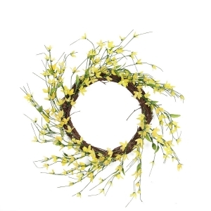 Forsythia Twig Spring Floral Wreath Yellow 12-Inch - All