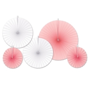 Club Pack of 60 Baby Pink and White Hanging Paper Fans 16 - All