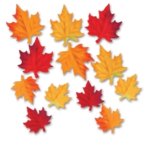 Club Pack of 288 Red and Yellow Fabric Autumn Leaf Silhouette Cutout Decoration - All