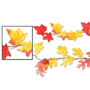 Club Pack of 12 Bright Red and Sunny Yellow Artificial Autumn Leaf Garland 6 - All
