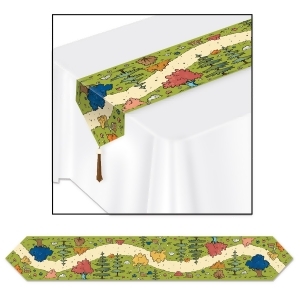 Club Pack of 12 Decorative Spring Green Printed Woodland Friends Table Runner 6 - All