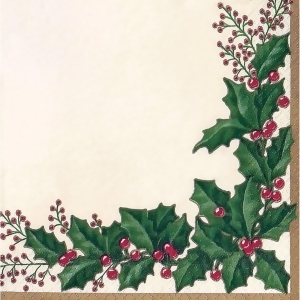 Club Pack of 432 Red and Green Holly Berries Lunch Disposable Beverage Napkins 6.5 - All