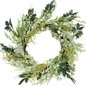 Multifarious Leaves 12 Inch Spring Artificial Wreath Shades of Green - All