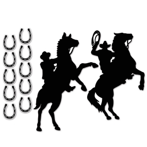 Club Pack of 144 Ink Black Western Silhouette Cutout Window Decoration 29 - All