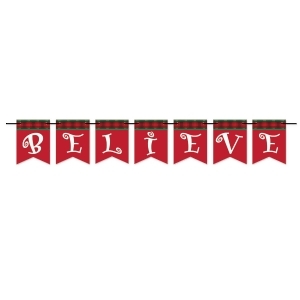 Pack of 12 Red and White Believe Pennant Banner Christmas Decorations 6' x 6 - All