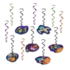 Club Pack of 12 Galatic Spaceship Whirls Hanging Party Decorations 32 - All