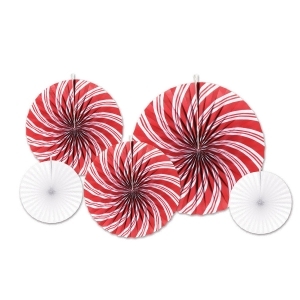 Pack of 60 Assorted Red and White Peppermint Accordion Fans Christmas Decorations - All