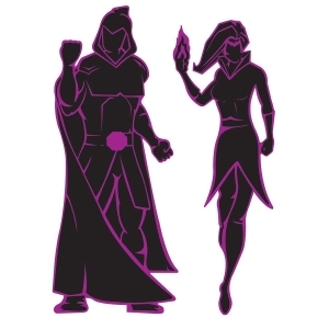 Club Pack of 12 Black and Purple Evil Villain Couple Silhouette Cutouts 36 - All