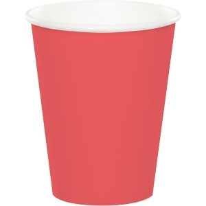 Club Pack of 240 Strawberry Pink Hot or Cold Paper Party Cups 9oz - All