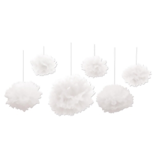 Club Pack of 36 Bright White Decorative Tissue Fluff Balls Hanging Decoration 16 - All