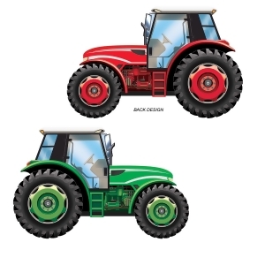 Club Pack of 12 Green and Red Farming Tractor Trailer Wall Decor Cutouts 36 - All