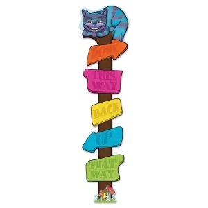 Club Pack of 12 Alice in Wonderland Cheshire the Cat Directional Post Cutout 5.6 - All
