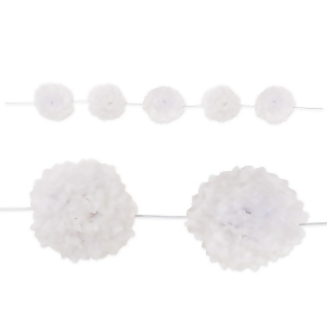 Pack of 6 Bright White Decorative Tissue Flower Garland Decoration 8 - All
