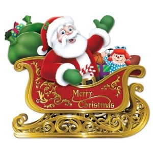 Pack of 12 Jolly Santa in Sleigh with Toys Christmas Cut-Out Decorations 29 - All