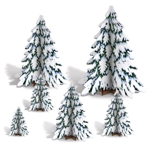 Club Pack of 72 3-D Winter Pine Tree Centerpieces Christmas Decorations 4 - All