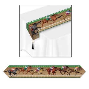 Club Pack of 12 Brown and Green Printed Horse Racing Table Runner 6 - All
