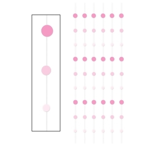 Club Pack of 72 Decorative Baby Pink and White Hanging Dot Stringers 6 - All